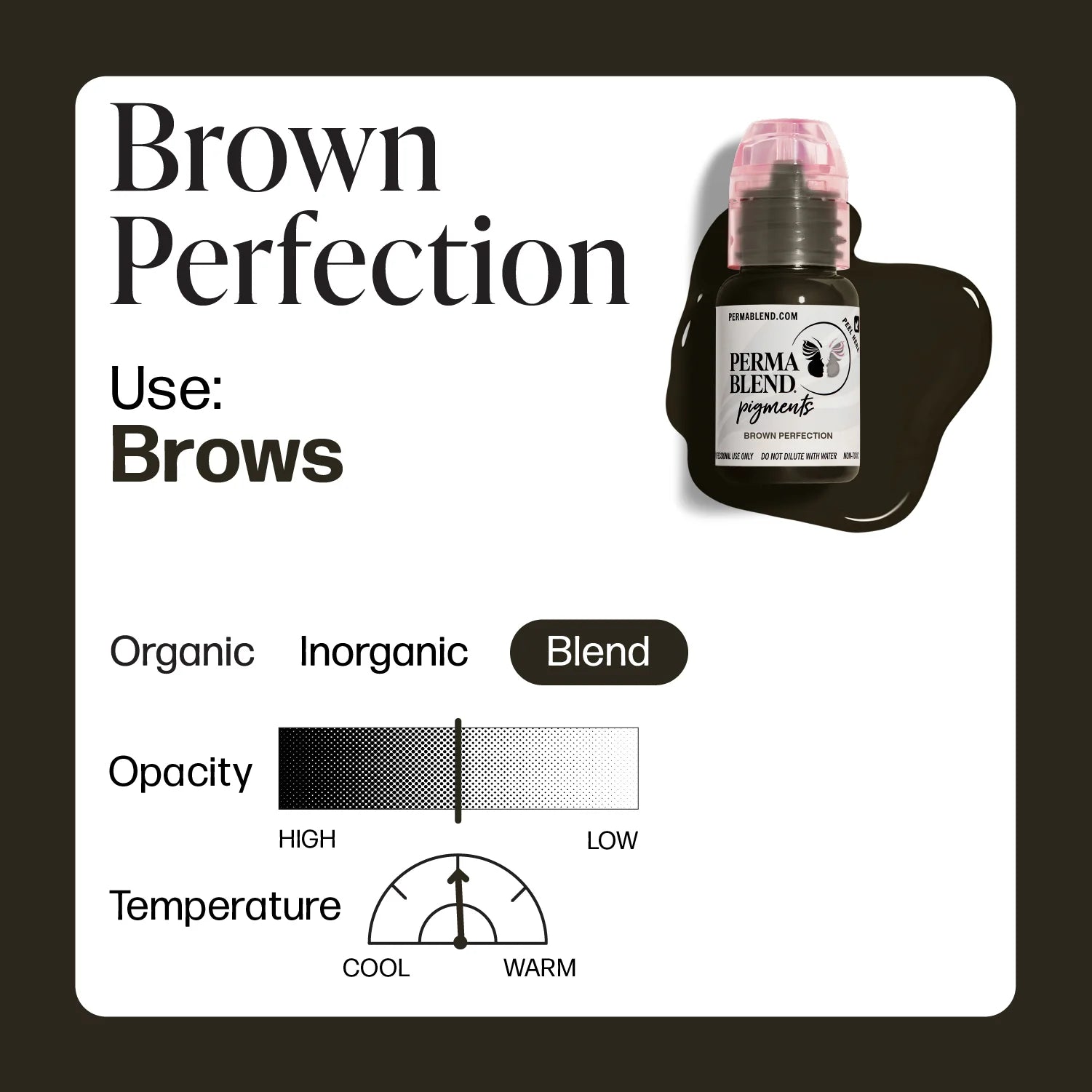 Eyebrow Pigment – Perma Blend Brown Perfection 15ml | Permanent Makeup SPMU Eyebrow Ink for Microblading, Ombré Brows & Powder Brows | Professional Brow Pigment