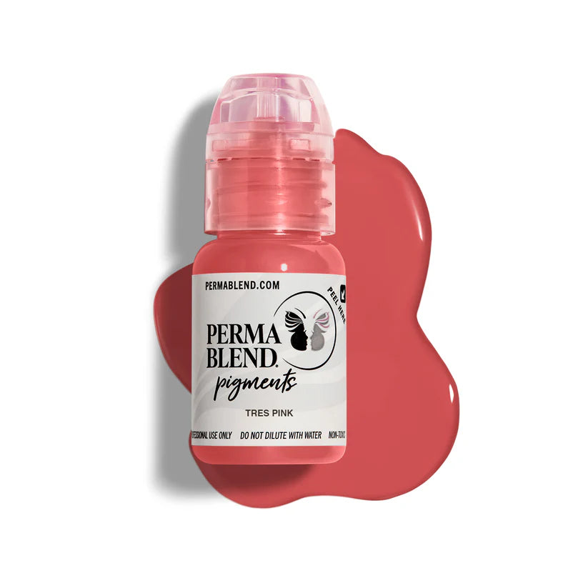 Lip Pigment – Perma Blend Tres Pink 15ml | Professional PMU Lip Blush Tattoo Ink, SPMU Cosmetic Tattoo Pigment with High Pigmentation, Smooth Application, Long-Lasting Color Retention, Aquarelle Lips & Permanent Makeup Enhancement