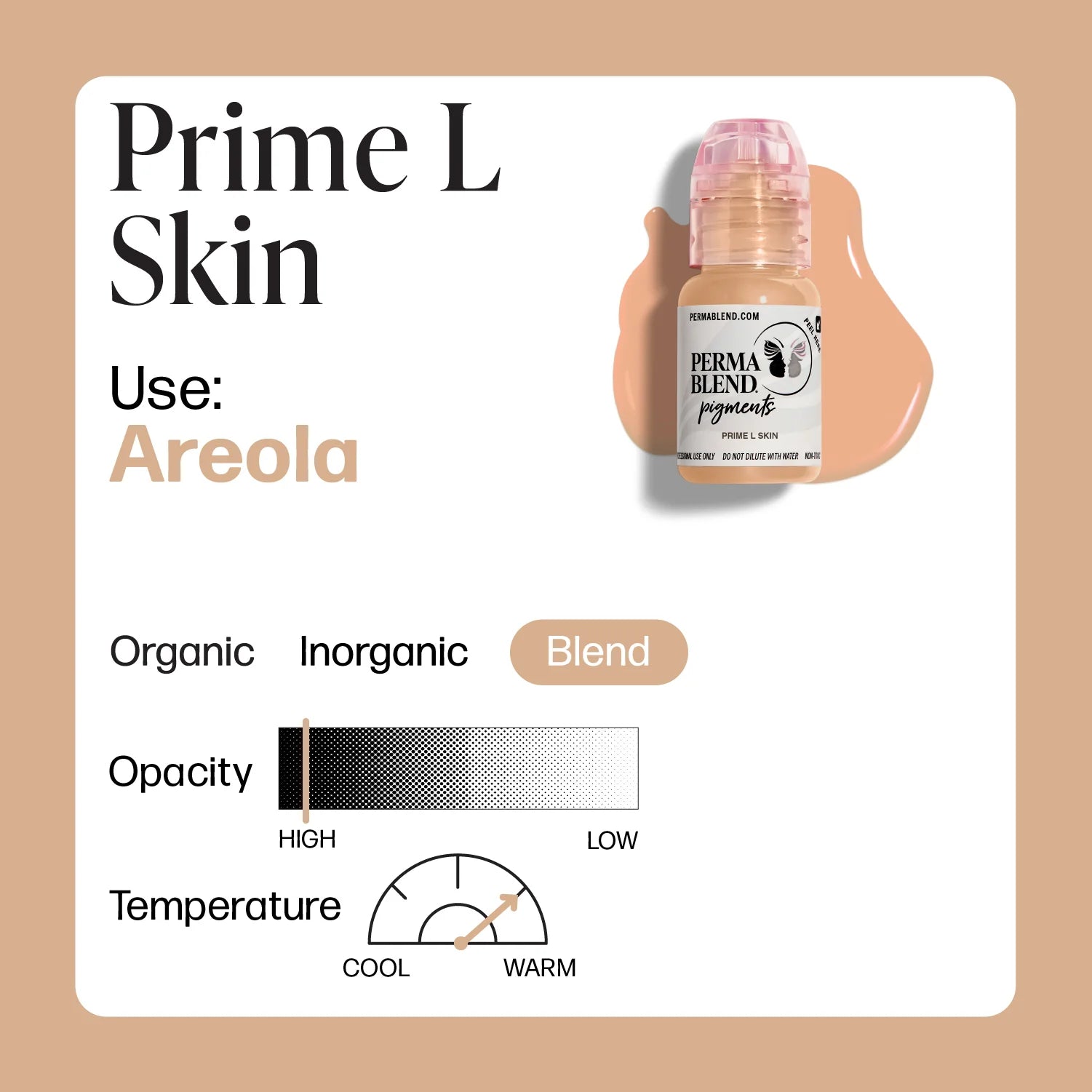 Areola & Scar Pigment – Perma Blend Prime L Skin (Mandy Sauler Areola) 15ml | Pigment Shades, Medical Tattoo Ink, SPMU Areola & Scar Correction Pigment