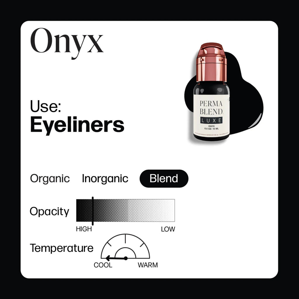 Eyebrow Pigment – Perma Blend LUXE Onyx 15ml | Permanent Makeup SPMU Eyebrow Ink for Microblading, Ombré Brows & Powder Brows | Cool Brown Professional Pigment