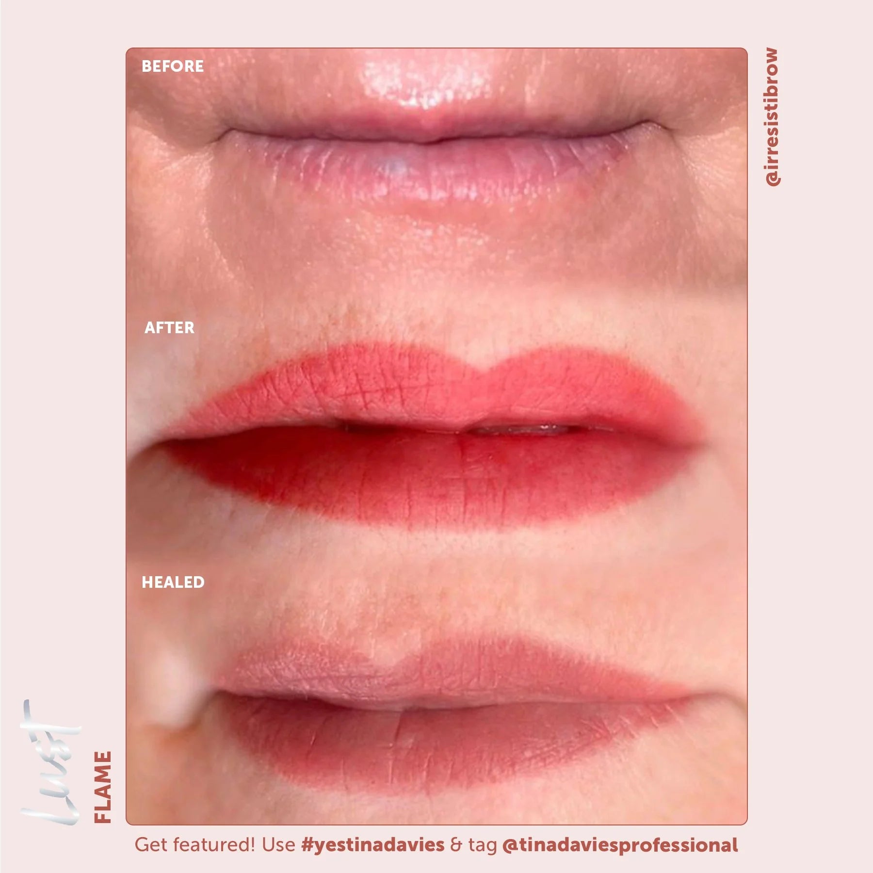 Lip Pigments - Lust Lip Pigments Flame 15ml – Tina Davies x Perma Blend | Warm Orange-Red PMU Lip Blush Pigment for Lip Neutralization & Lip Tattoo Ink