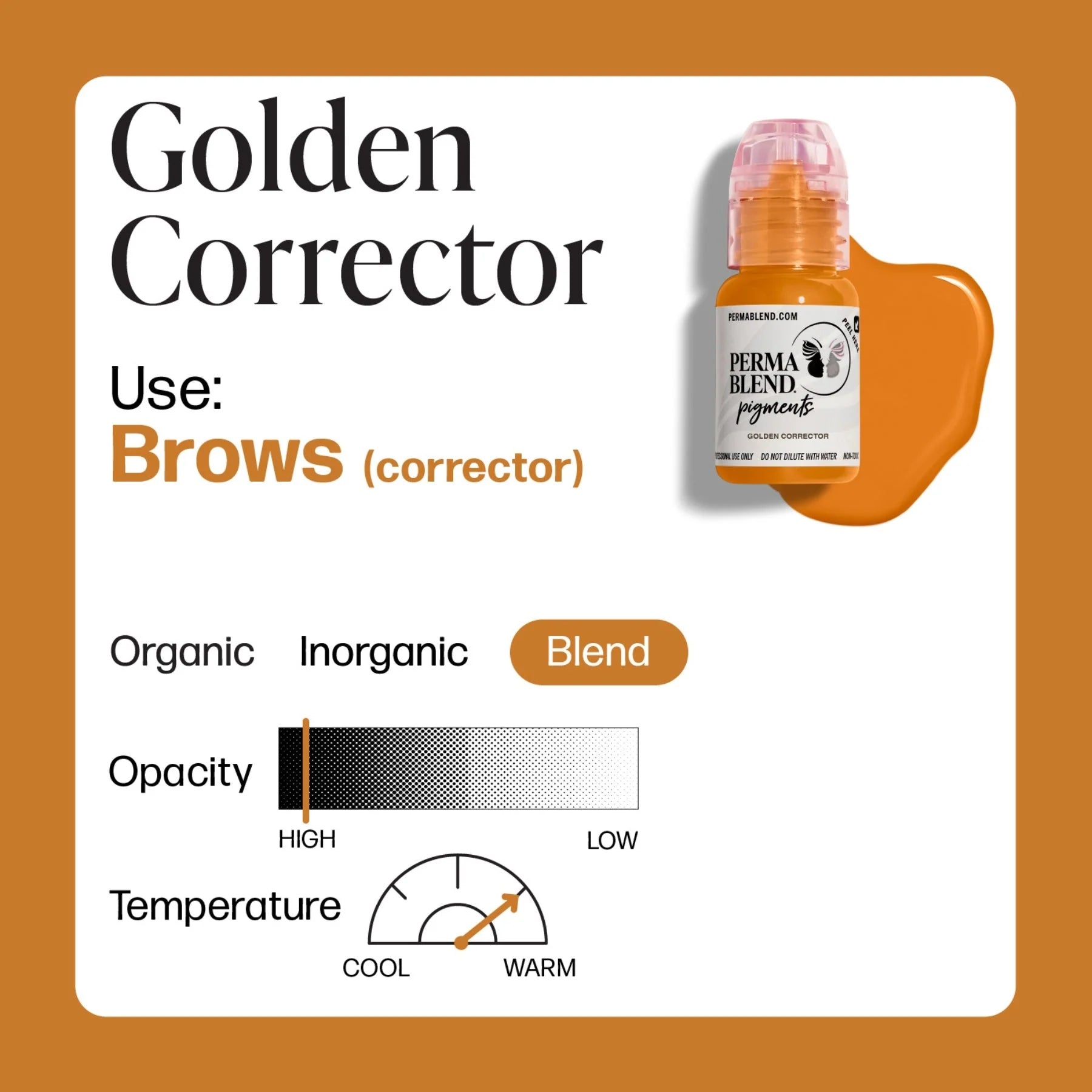 Pigment Corrector – Golden Corrector 15ml | PMU Eyebrow & Lip Pigment Corrector Ink for Microblading, Ombré Brows & Powder Brows | Light Orange Tone Color Corrector for Professional Permanent Makeup Use