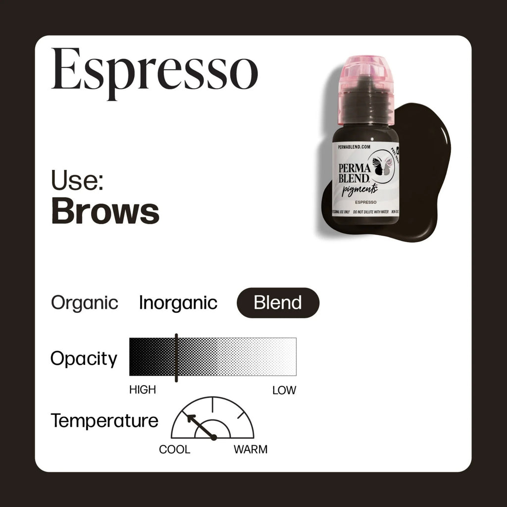 Eyebrow Pigment – Espresso 15ml Perma Blend | Permanent Makeup SPMU Eyebrow Ink for Microblading, Ombré Brows & Powder Brows | Cool Brown Professional Pigment