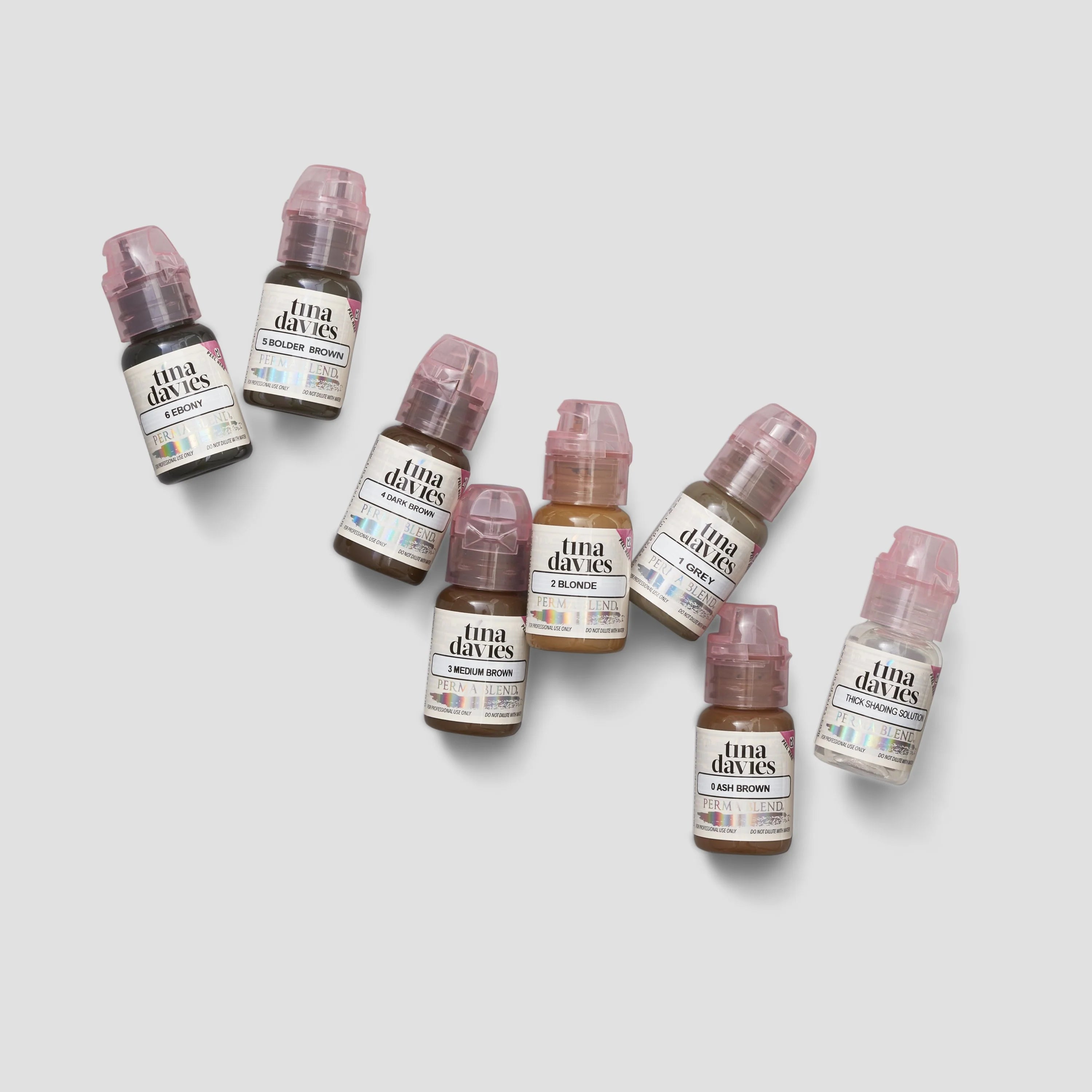Eyebrow Pigment Sets – I ❤️ INK Brow Collection 8x15ml – Tina Davies | Permanent Makeup SPMU Eyebrow Ink for Microblading, Ombré Brows & Powder Brows | Cool Brown Professional Pigment
