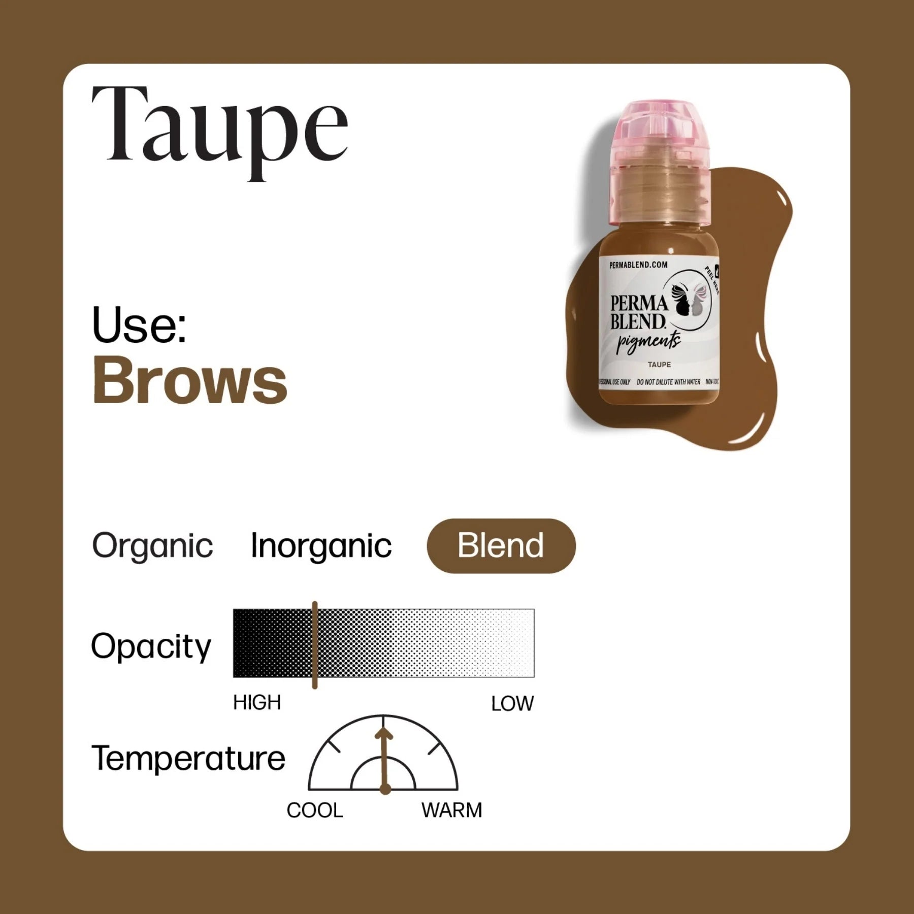 Eyebrow Pigment – Taupe 15ml Perma Blend | Permanent Makeup SPMU Eyebrow Ink for Microblading, Ombré Brows & Powder Brows | Cool Brown Professional Pigment