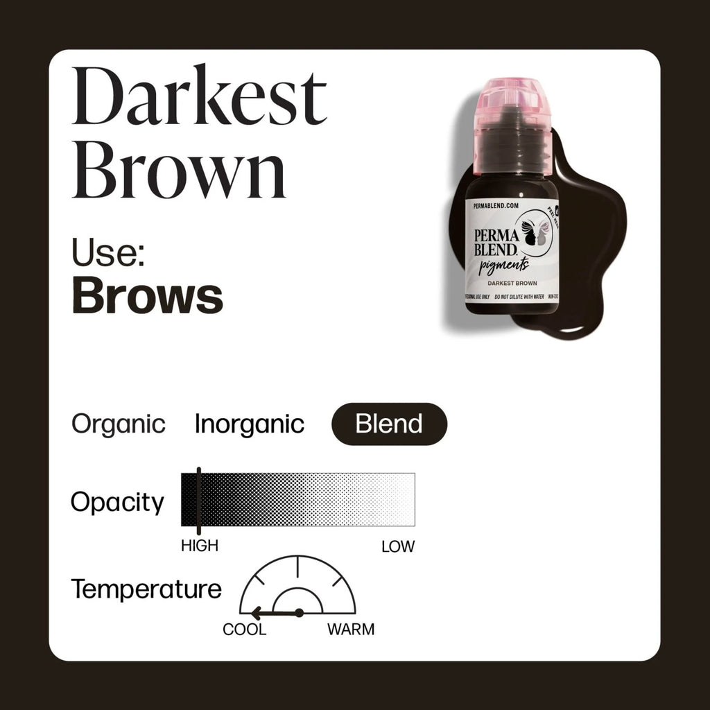 Brow Pigment – Bolder Brown 15ml - Perma Blend | Permanent Makeup SPMU Eyebrow Ink for Microblading, Ombré Brows & Powder Brows | Cool Brown Professional Pigment