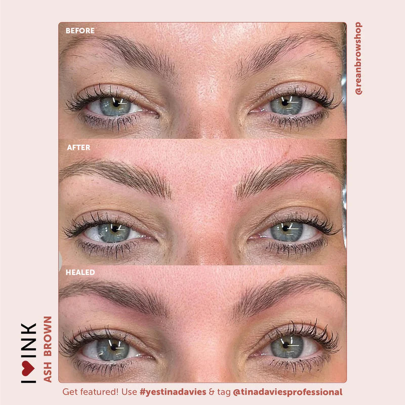 Eyebrow Pigment – Ash Brown 15ml Tina Davies I Love Ink | Permanent Makeup SPMU Eyebrow Ink for Microblading, Ombré Brows & Powder Brows | Cool Brown Professional Pigment