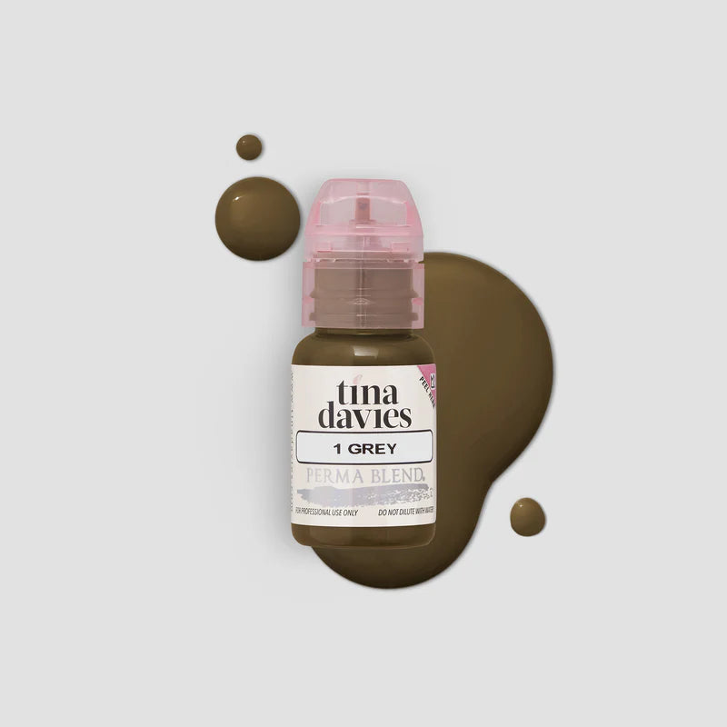 Eyebrow Pigment – Grey 15ml Tina Davies I Love Ink | Permanent Makeup SPMU Eyebrow Ink for Microblading, Ombré Brows & Powder Brows | Cool Brown Professional Pigment