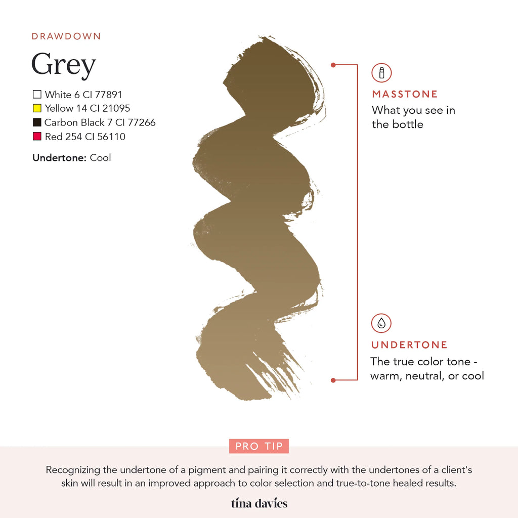 Eyebrow Pigment – Grey 15ml Tina Davies I Love Ink | Permanent Makeup SPMU Eyebrow Ink for Microblading, Ombré Brows & Powder Brows | Cool Brown Professional Pigment