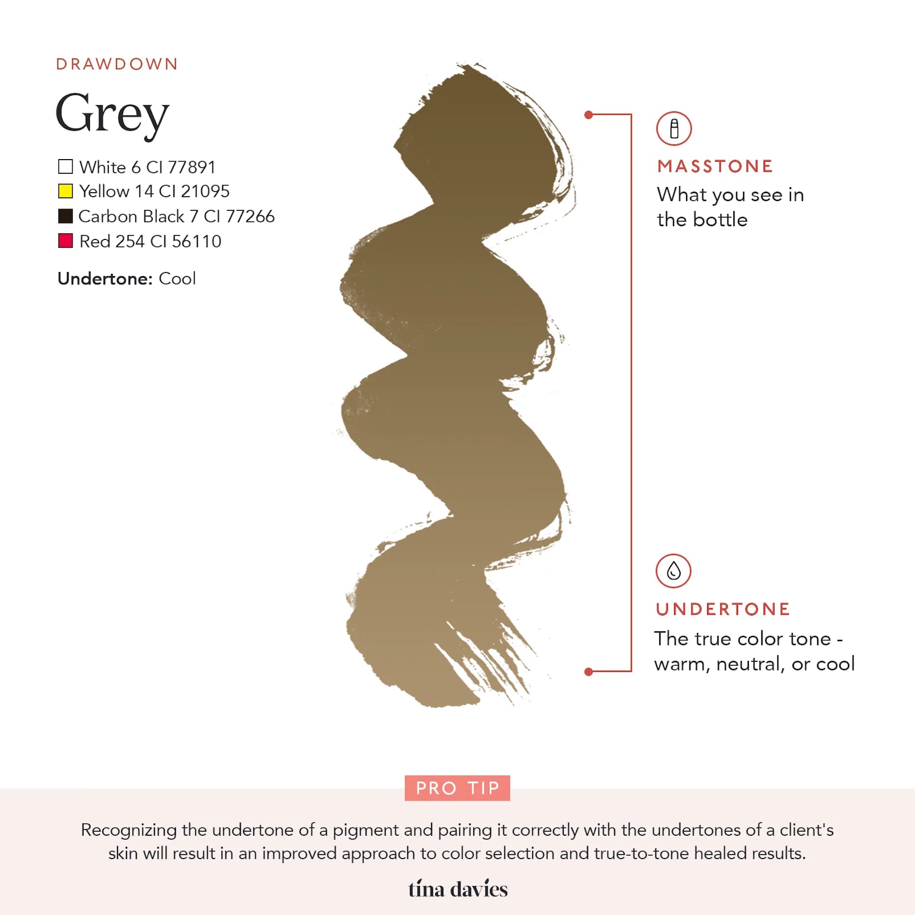 Eyebrow Pigment – Grey 15ml Tina Davies I Love Ink | Permanent Makeup SPMU Eyebrow Ink for Microblading, Ombré Brows & Powder Brows | Cool Brown Professional Pigment