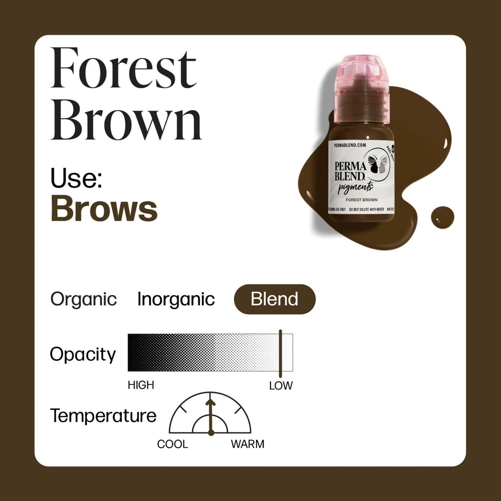 Eyebrow Pigment – Forest Brown 15ml Perma Blend | Permanent Makeup SPMU Eyebrow Ink for Microblading, Ombré Brows & Powder Brows | Cool Brown Professional Pigment