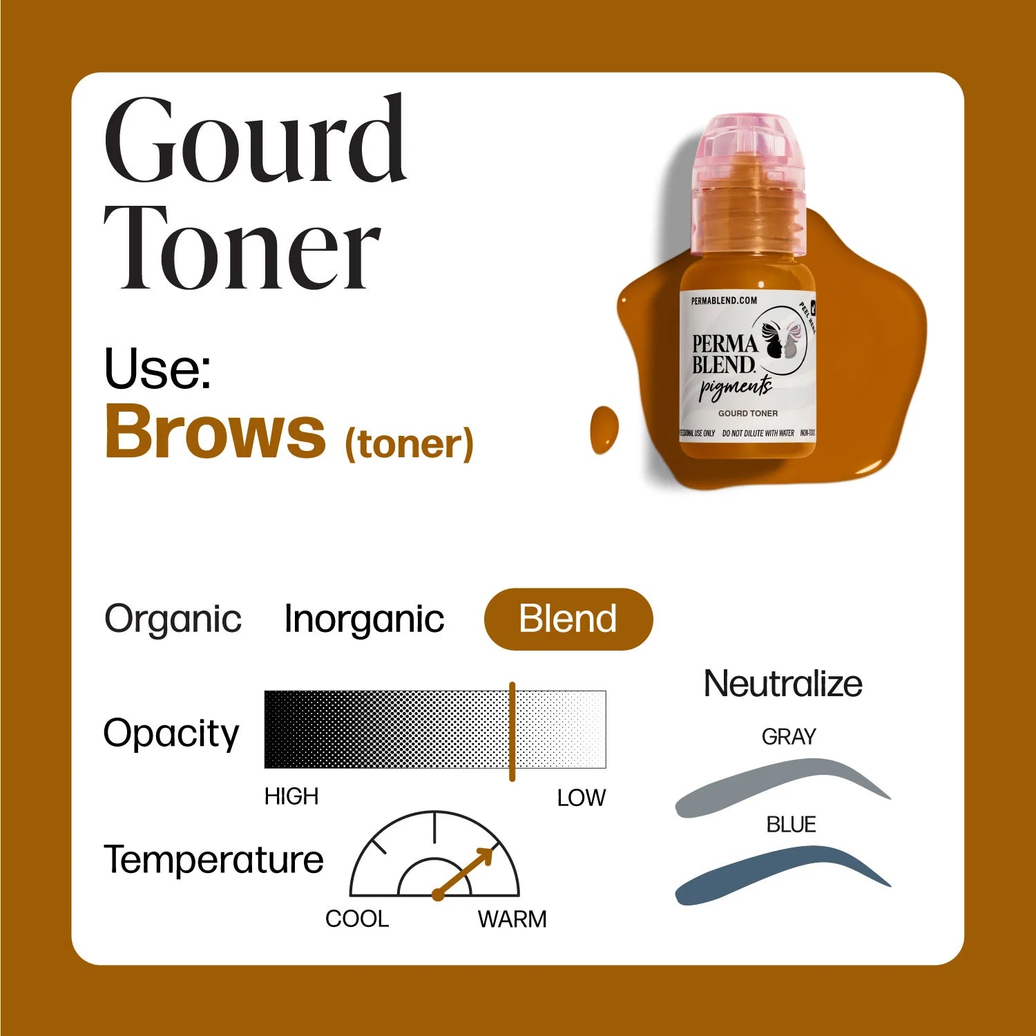 Brow Pigment Toner – Bolder Brown 15ml - Perma Blend | Permanent Makeup SPMU Eyebrow Ink for Microblading, Ombré Brows & Powder Brows | Cool Brown Professional Pigment