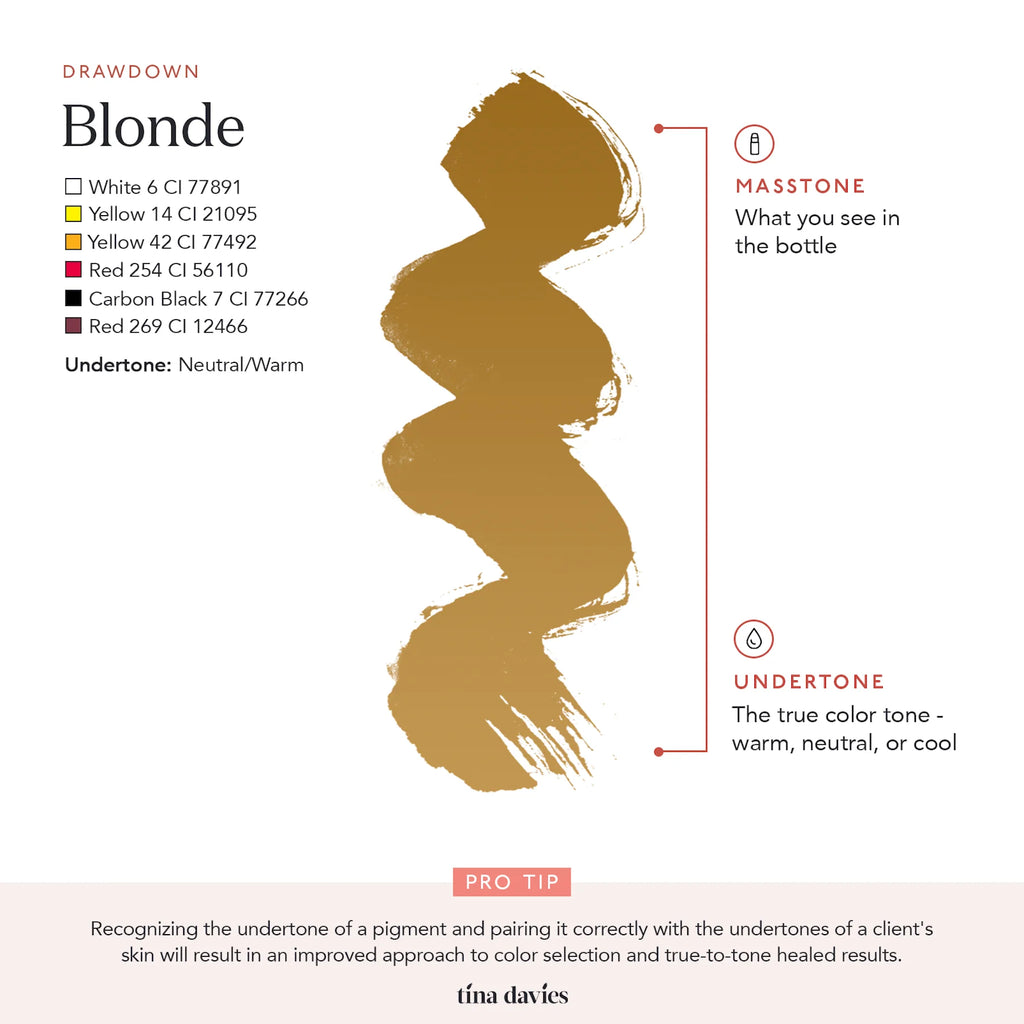 Eyebrow Pigment – Blonde 15ml Tina Davies I Love Ink | Permanent Makeup SPMU Eyebrow Ink for Microblading, Ombré Brows & Powder Brows | Cool Brown Professional Pigment