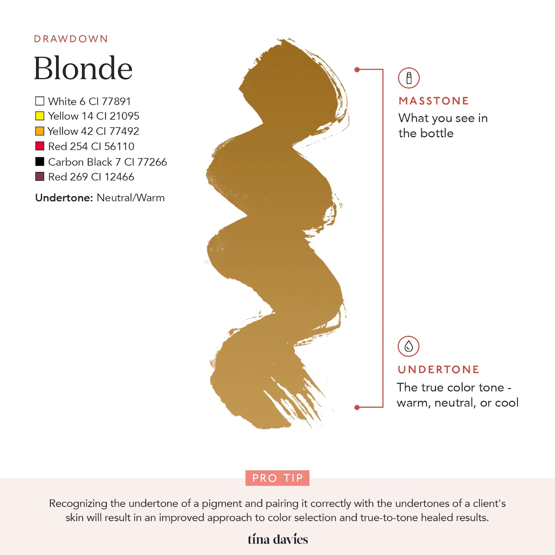 Eyebrow Pigment – Blonde 15ml Tina Davies I Love Ink | Permanent Makeup SPMU Eyebrow Ink for Microblading, Ombré Brows & Powder Brows | Cool Brown Professional Pigment