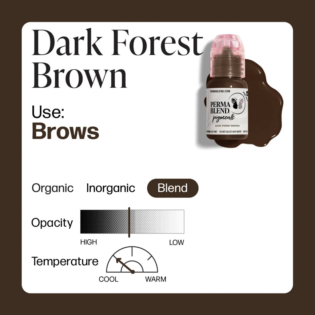 Eyebrow Pigment – Dark Forest Brown 15ml Perma Blend I Love Ink | Permanent Makeup SPMU Eyebrow Ink for Microblading, Ombré Brows & Powder Brows | Cool Brown Professional Pigment