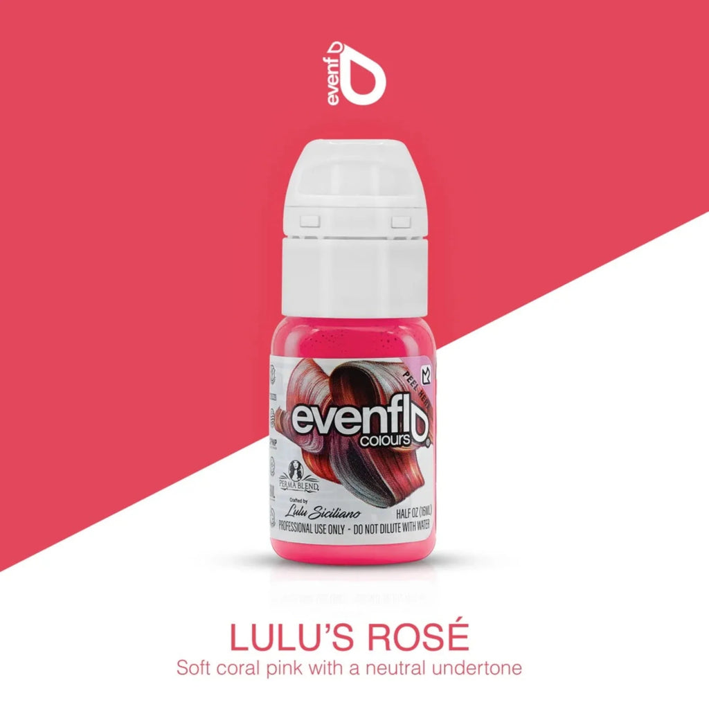 Lip Pigment – Evenflo Lip Shade Lulu's Rosé 15ml | Professional PMU Lip Blush Pigment for Lip Neutralization, Lip Correction, Lip Tattoo & Semi Permanent Makeup Ink