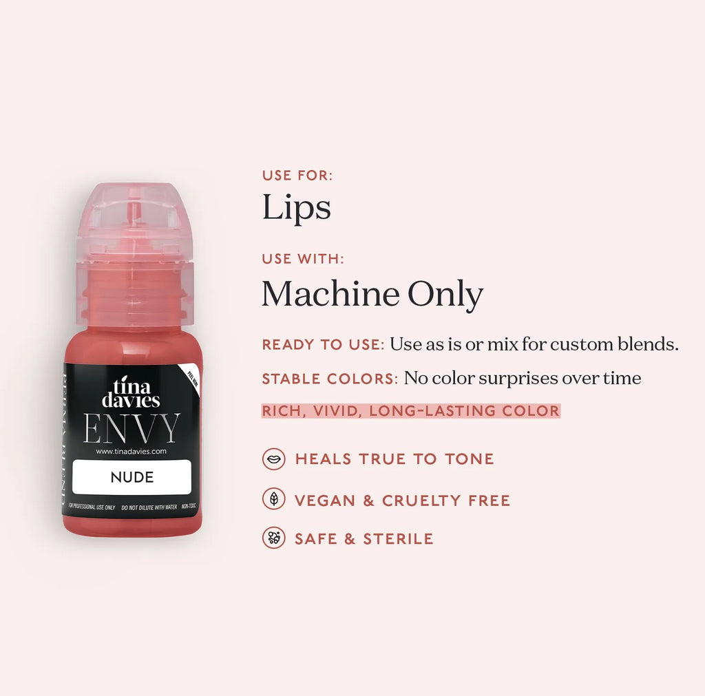 Lip Pigments – Envy Lip Pigments Nude 15ml | Tina Davies x Perma Blend Luxe Professional PMU Lip Blush Pigment for Lip Neutralization, Lip Correction & Lip Tattoo Ink