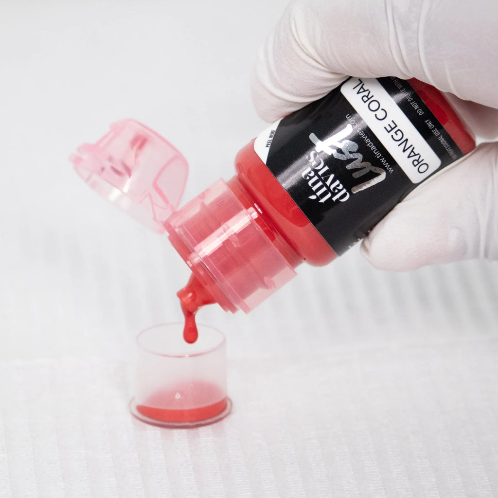 Lip Pigments - Lust Lip Pigments Orange Coral 15ml – Tina Davies x Perma Blend | Warm Orange-Red PMU Lip Blush Pigment for Lip Neutralization & Lip Tattoo Ink
