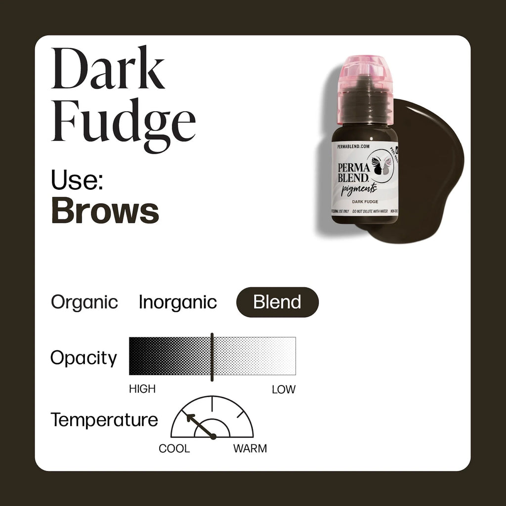 Eyebrow Pigment – Dark Fudge 15ml Perma Blend | Permanent Makeup SPMU Eyebrow Ink for Microblading, Ombré Brows & Powder Brows | Cool Brown Professional Pigment