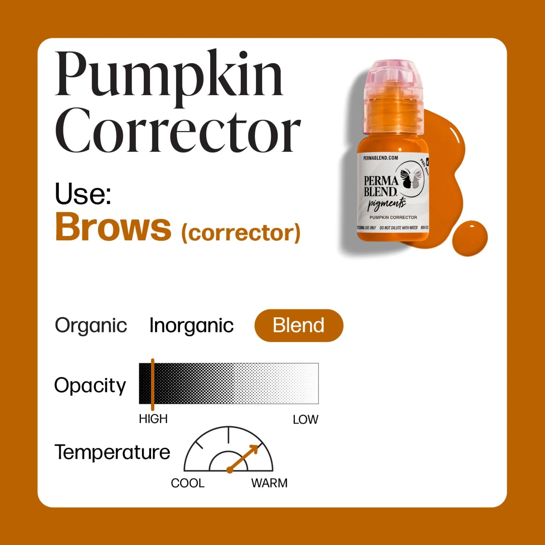 Pigment Corrector – Pumpkin Corrector 15ml | Permanent Makeup SPMU Pigment Ink for Microblading, Ombré Brows & Powder Brows, Lip Pigments | Light Orange-Based Corrector Professional Pigment