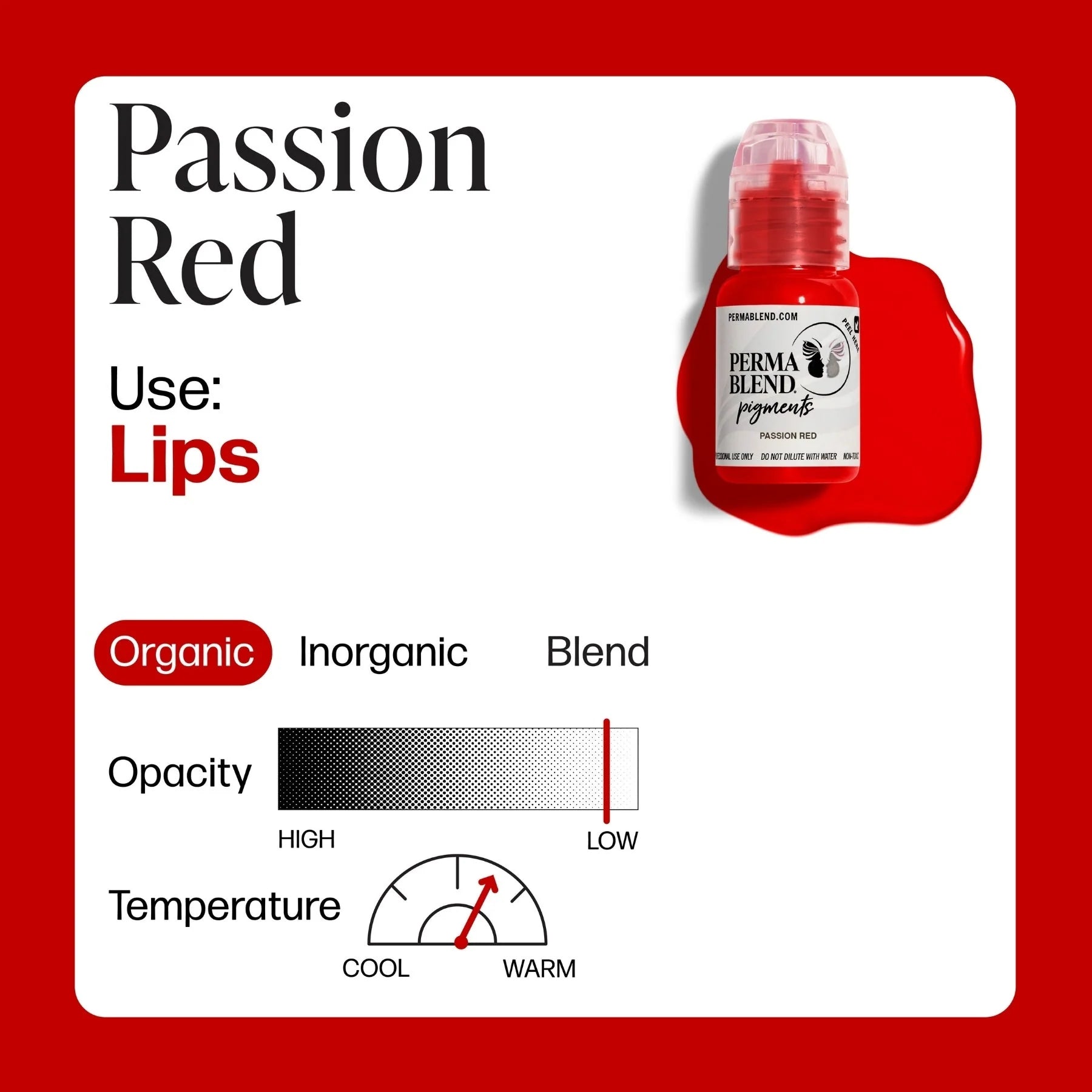 Lip Pigments – Perma Blend Lip Pigment Passion Red 15ml | Perma Blend Professional PMU Lip Blush Pigment for Lip Neutralization, Lip Correction, Lip Tattoo & Semi Permanent Makeup Ink