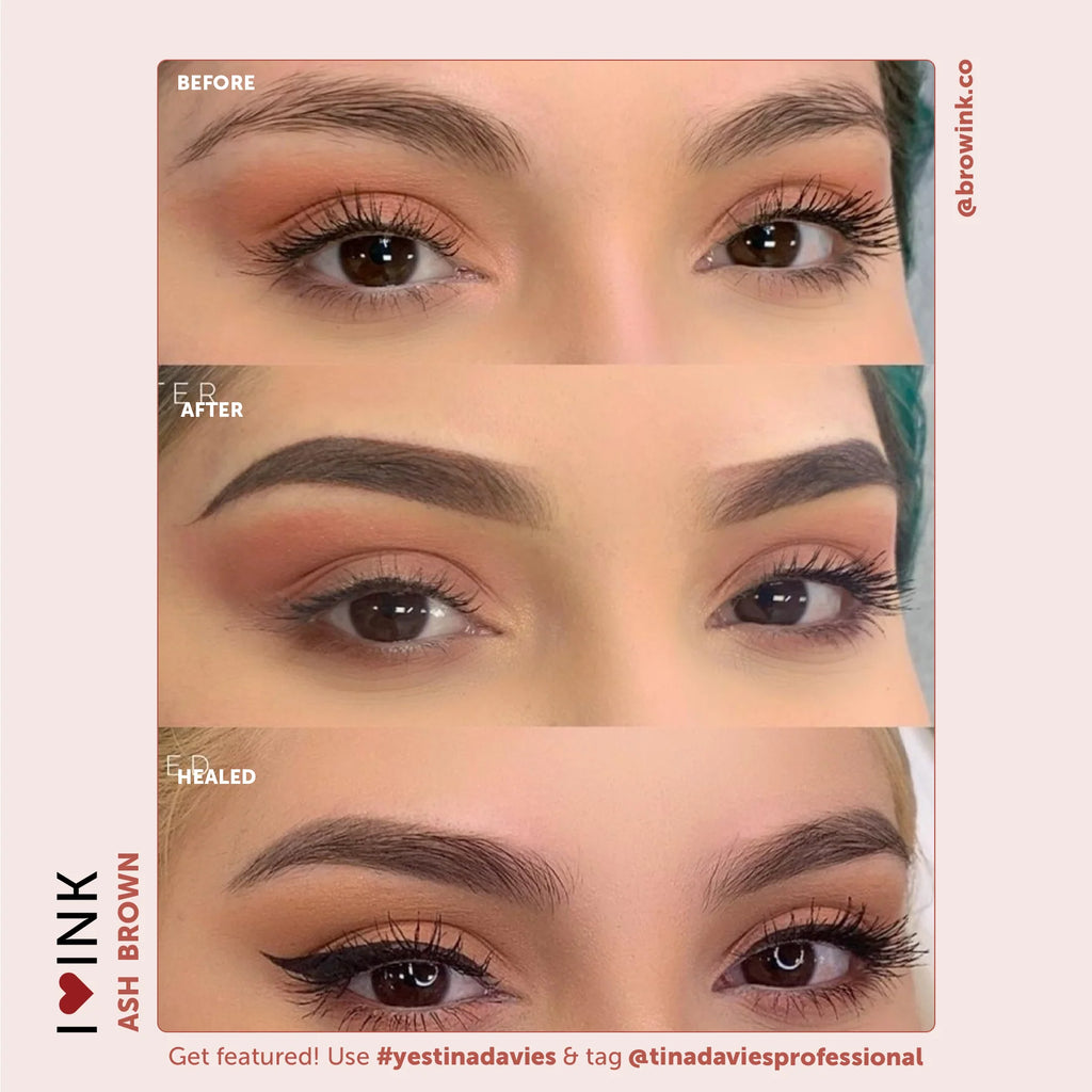 Eyebrow Pigment – Ash Brown 15ml Tina Davies I Love Ink | Permanent Makeup SPMU Eyebrow Ink for Microblading, Ombré Brows & Powder Brows | Cool Brown Professional Pigment