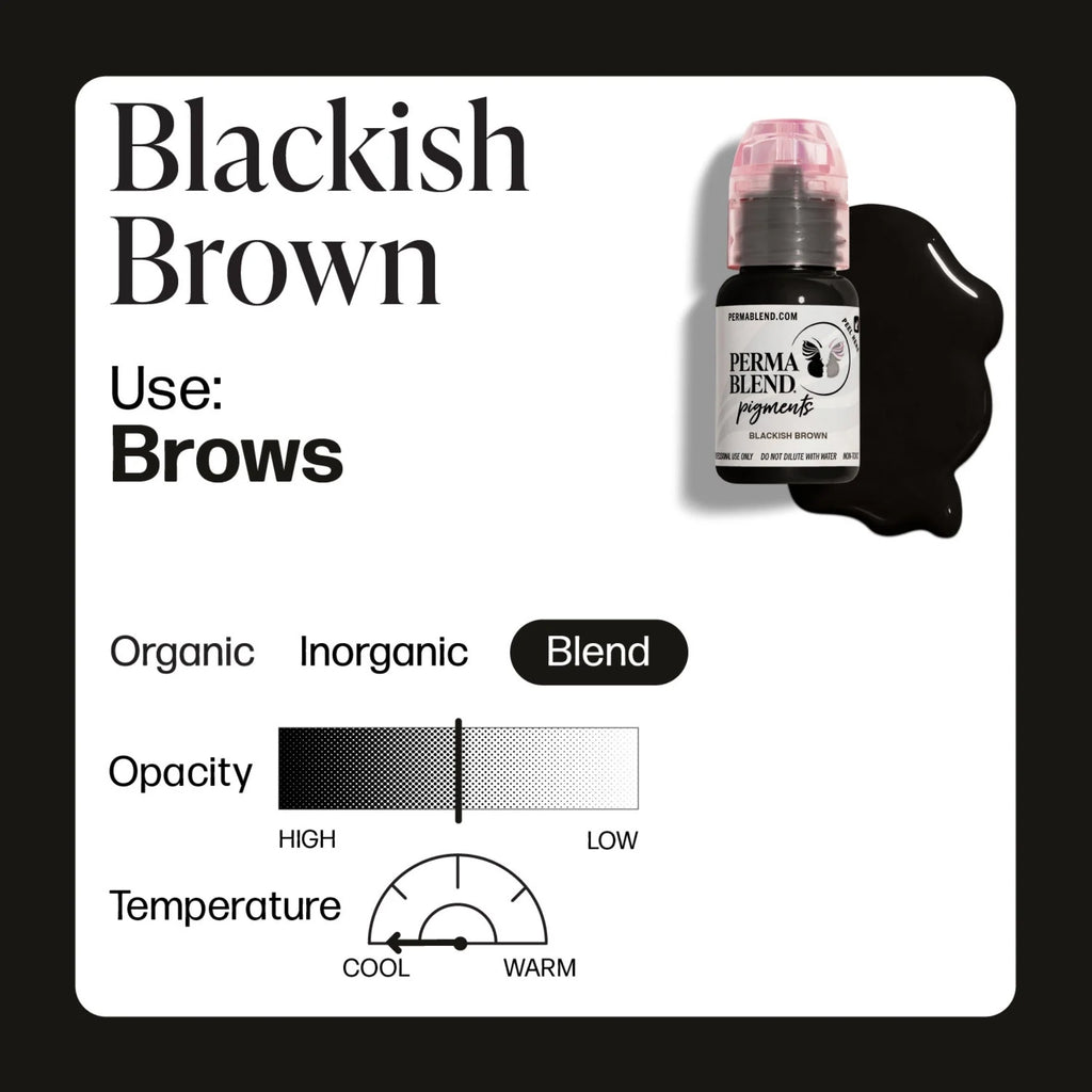 Eyebrow Pigment – Blackish Brown 15ml Perma Blend | Permanent Makeup SPMU Eyebrow Ink for Microblading, Ombré Brows & Powder Brows | Cool Brown Professional Pigment