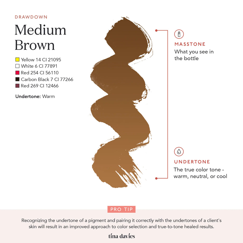 Eyebrow Pigment – Medium Brown 15ml Tina Davies I Love Ink | Permanent Makeup SPMU Eyebrow Ink for Microblading, Ombré Brows & Powder Brows | Cool Brown Professional Pigment