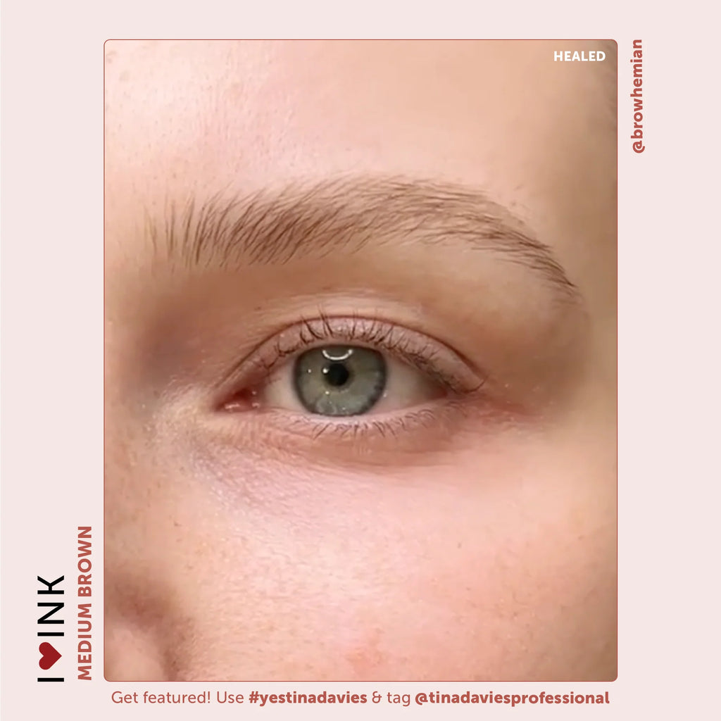 Eyebrow Pigment – Medium Brown 15ml Tina Davies I Love Ink | Permanent Makeup SPMU Eyebrow Ink for Microblading, Ombré Brows & Powder Brows | Cool Brown Professional Pigment
